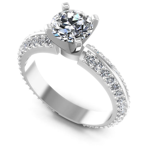 Round Diamonds 1.15CT Engagement Ring in 14KT White Gold