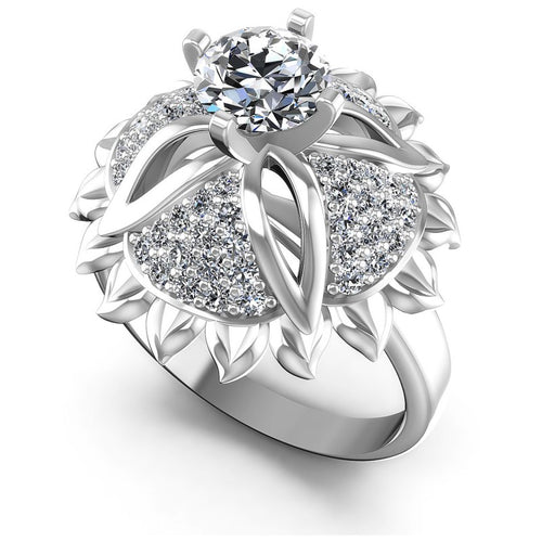 Round Diamonds 1.15CT Engagement Ring in 14KT White Gold