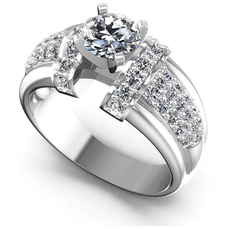 Round Diamonds 1.05CT Engagement Ring in 14KT White Gold
