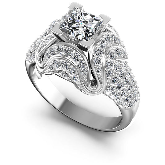 1.30CT Princess And Round  Cut Diamonds Engagement Rings