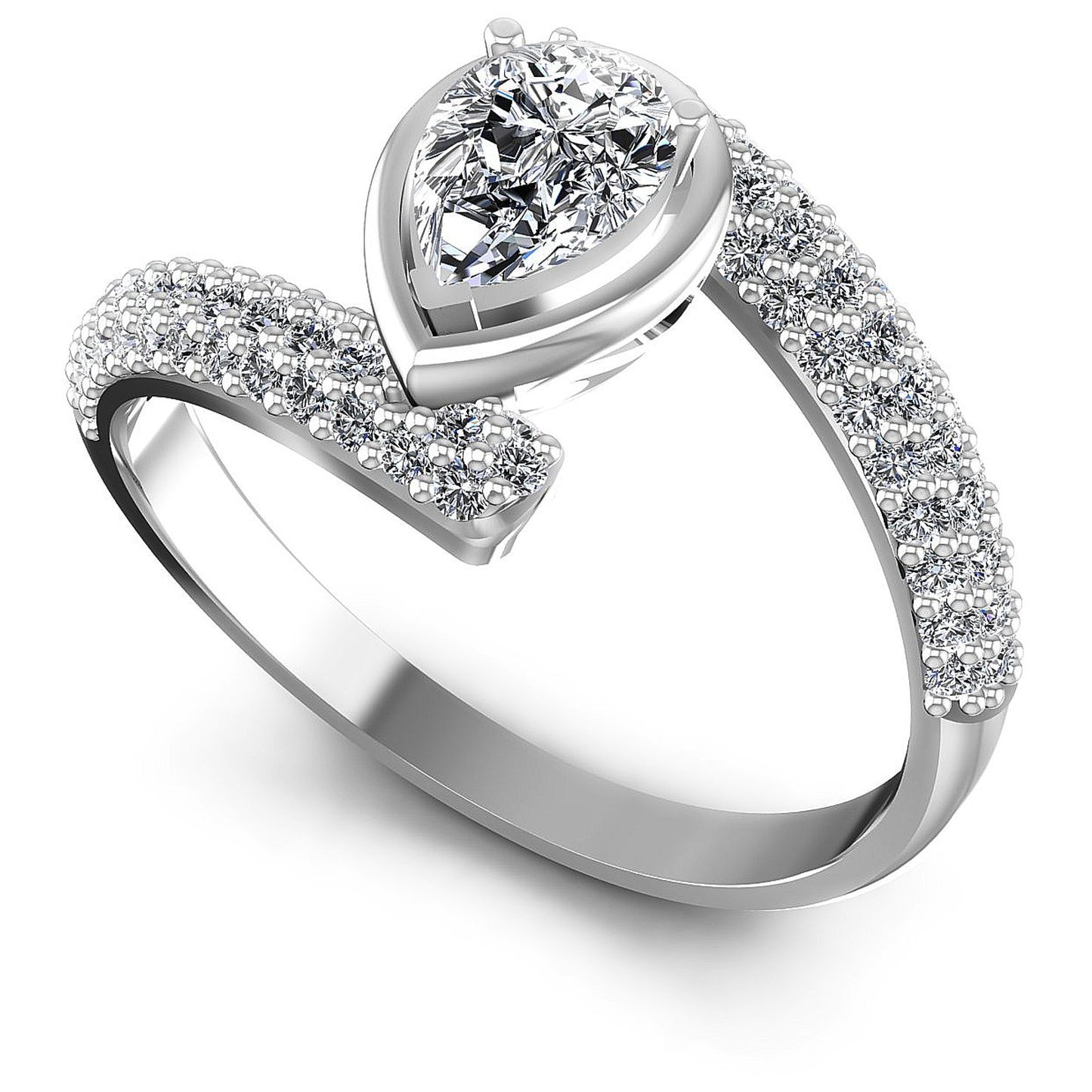 0.85CT Pear And Round  Cut Diamonds Engagement Rings