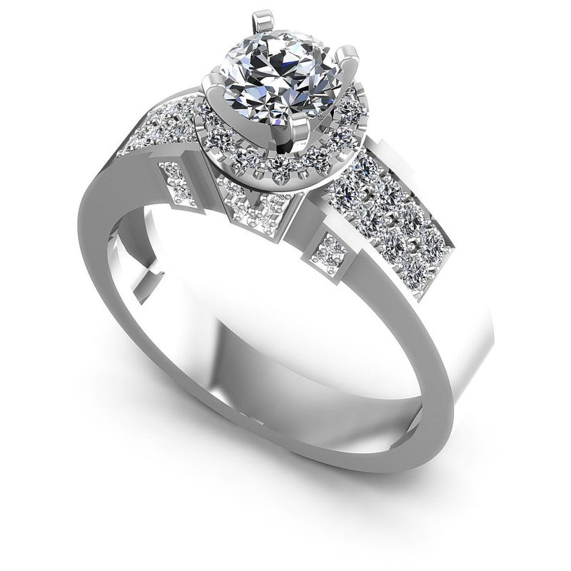 Round Diamonds 0.85CT Engagement Ring in 14KT White Gold
