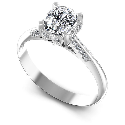 Round and Cushion Diamonds 0.50CT Engagement Ring in 14KT White Gold