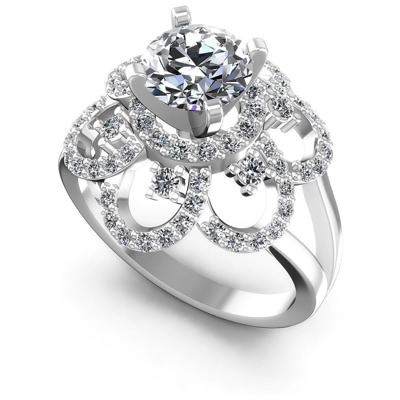 Round Diamonds 1.15CT Engagement Ring in 14KT White Gold