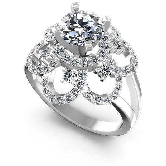 Round Diamonds 1.15CT Engagement Ring in 14KT White Gold
