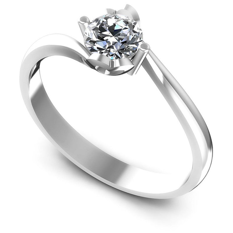 Round Diamonds 0.35CT Solitaire Ring in 14KT White Gold