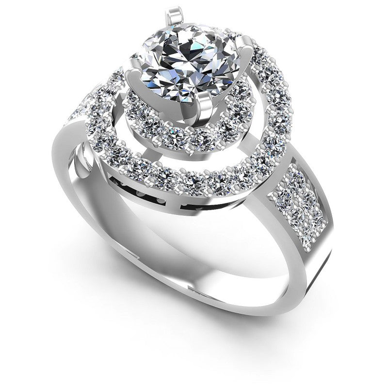 Round Diamonds 1.30CT Halo Ring in 14KT White Gold