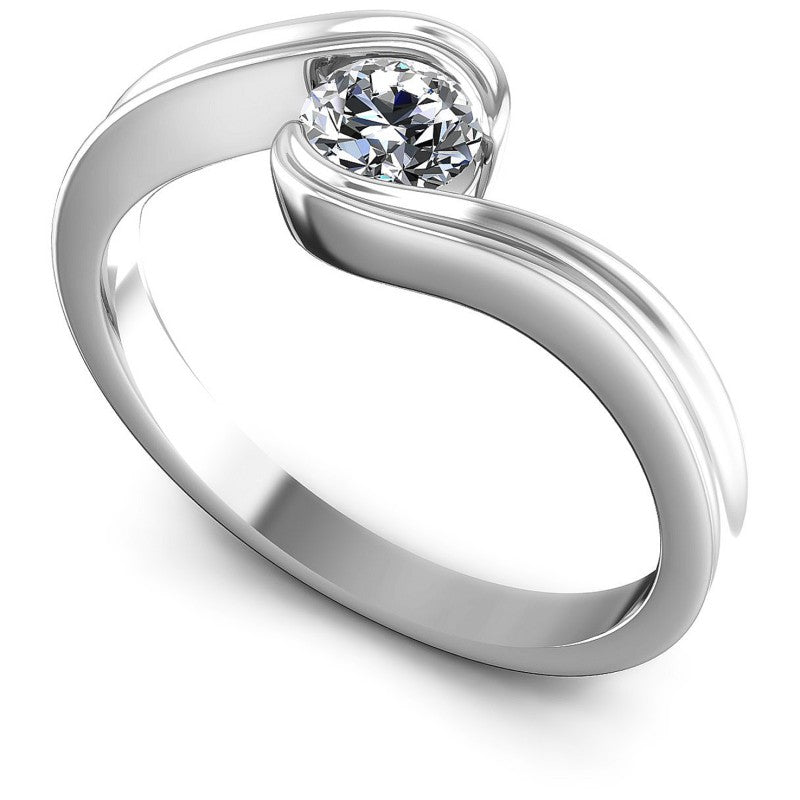 Round Diamonds 0.35CT Solitaire Ring in 14KT White Gold