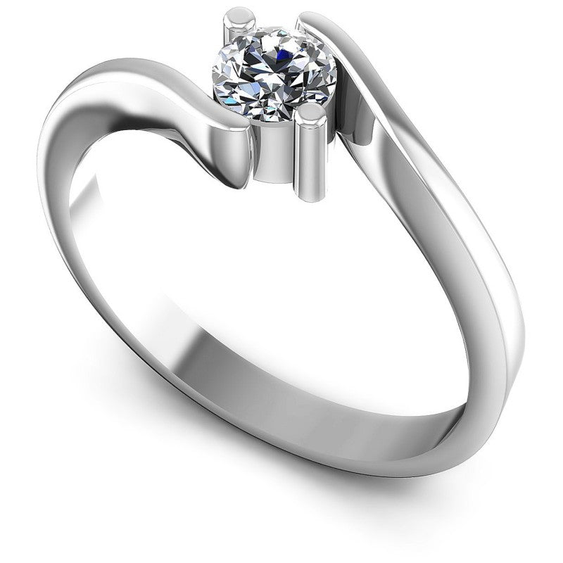 Round Diamonds 0.35CT Solitaire Ring in 14KT White Gold