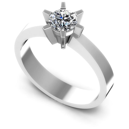 Round Diamonds 0.35CT Solitaire Ring in 14KT White Gold