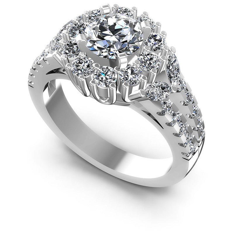 Round and Marquise Diamonds 1.45CT Halo Ring in 14KT White Gold
