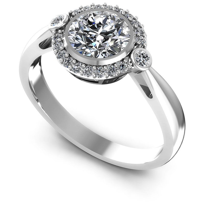 Round Diamonds 0.55CT Halo Ring in 14KT White Gold