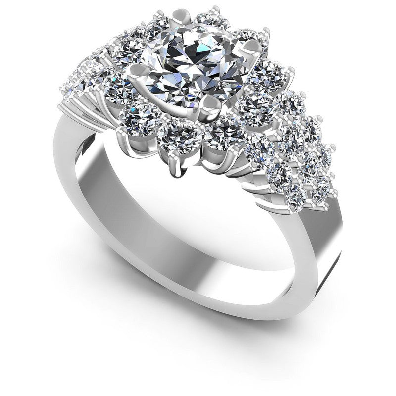 Round Diamonds 1.85CT Halo Ring in 14KT White Gold