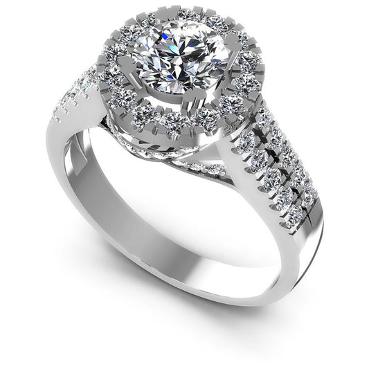 Round Diamonds 1.30CT Halo Ring in 14KT White Gold