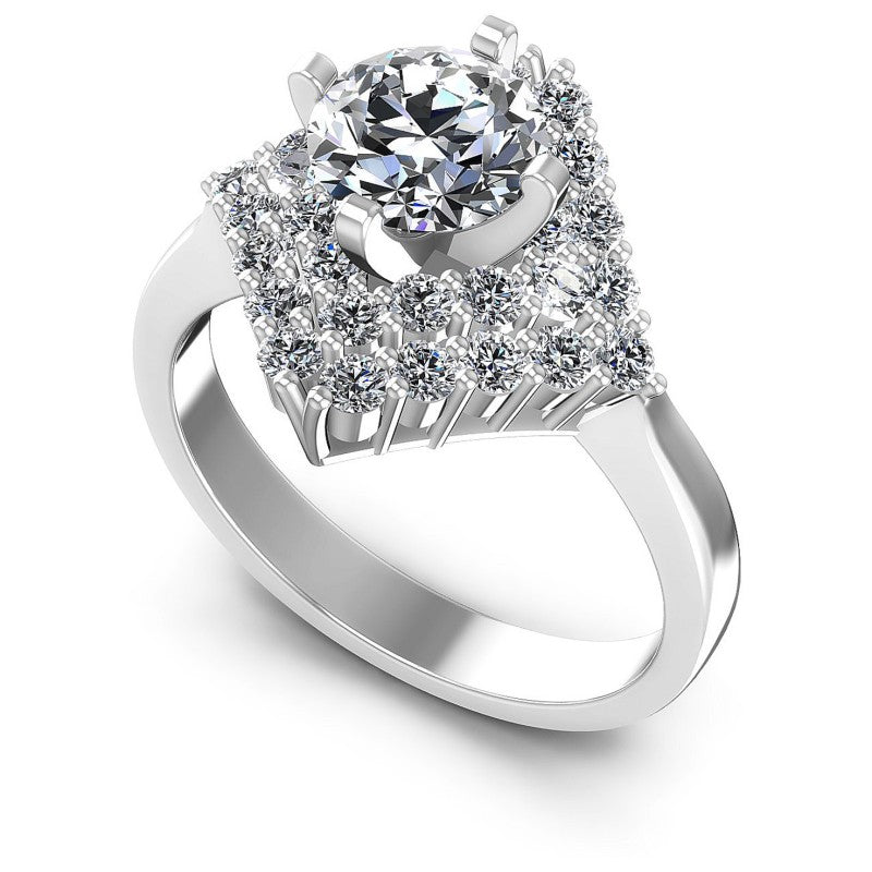 Round Diamonds 1.20CT Halo Ring in 14KT White Gold