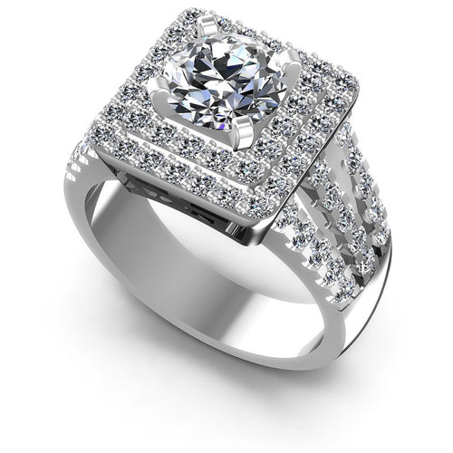 Round Diamonds 1.55CT Halo Ring in 14KT White Gold