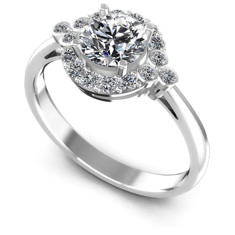 Round Diamonds 0.65CT Halo Ring in 14KT White Gold