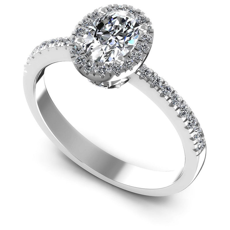 Round and Oval Diamonds 0.75CT Halo Ring in 14KT White Gold