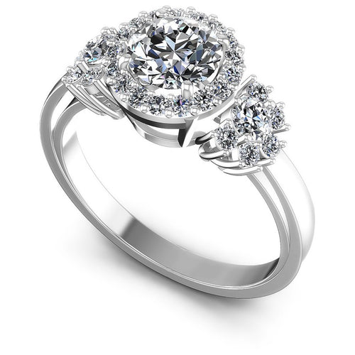 Round Diamonds 0.80CT Halo Ring in 14KT White Gold