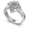 Baguette and Round Diamonds 1.75CT Halo Ring in 14KT White Gold