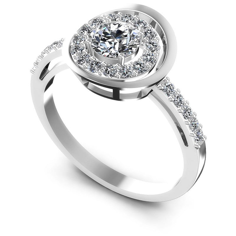 Round Diamonds 0.70CT Halo Ring in 14KT White Gold