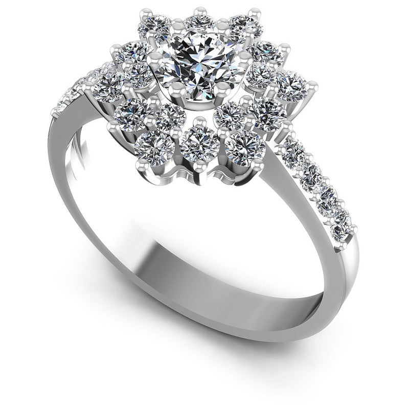 Round Diamonds 1.05CT Halo Ring in 14KT White Gold