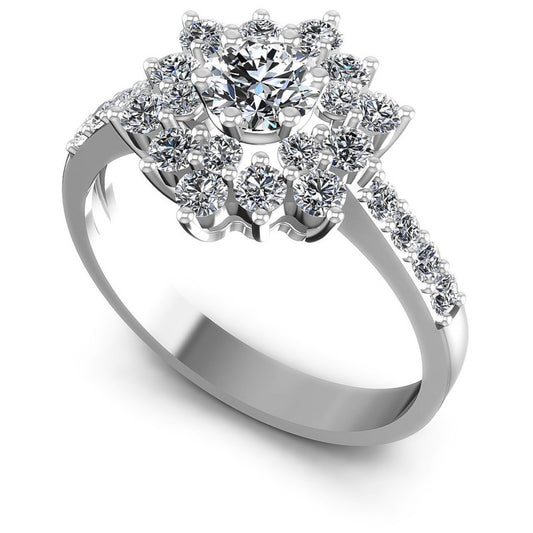 Round Diamonds 1.05CT Halo Ring in 14KT White Gold