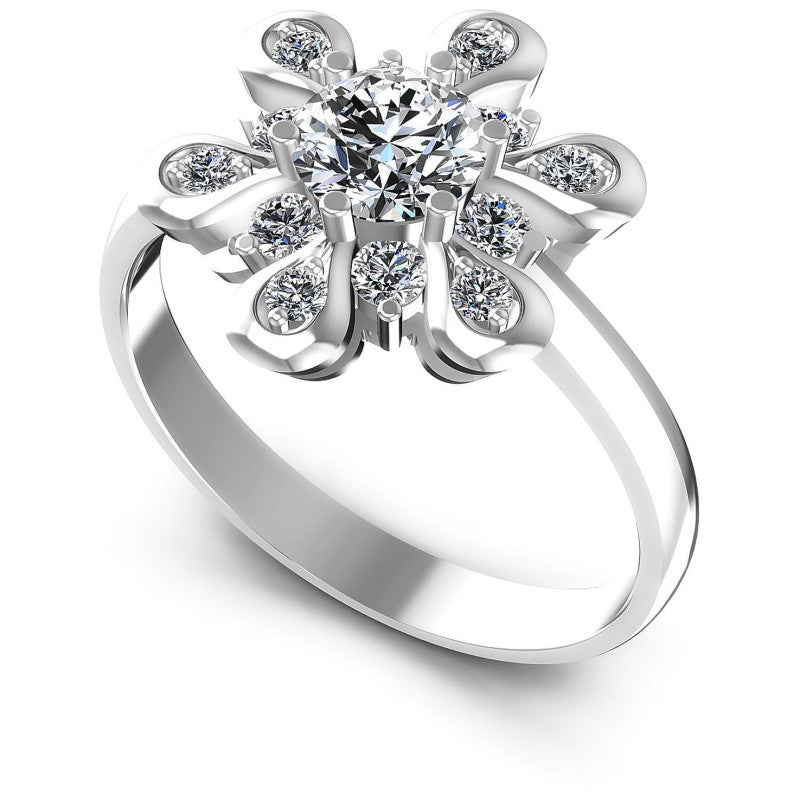 Round Diamonds 0.65CT Halo Ring in 14KT White Gold