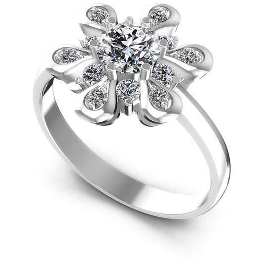 Round Diamonds 0.65CT Halo Ring in 14KT White Gold