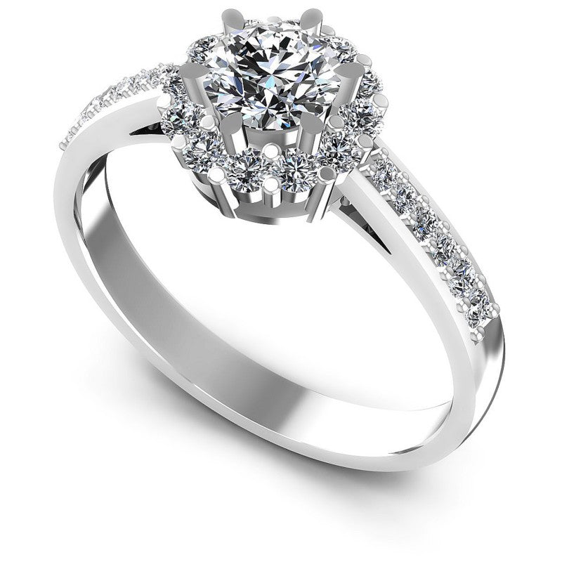 Round Diamonds 0.65CT Halo Ring in 14KT White Gold