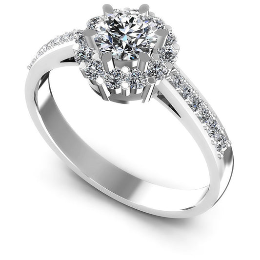 Round Diamonds 0.65CT Halo Ring in 14KT White Gold