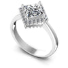 Princess and Round Diamonds 0.60CT Halo Ring in 14KT White Gold