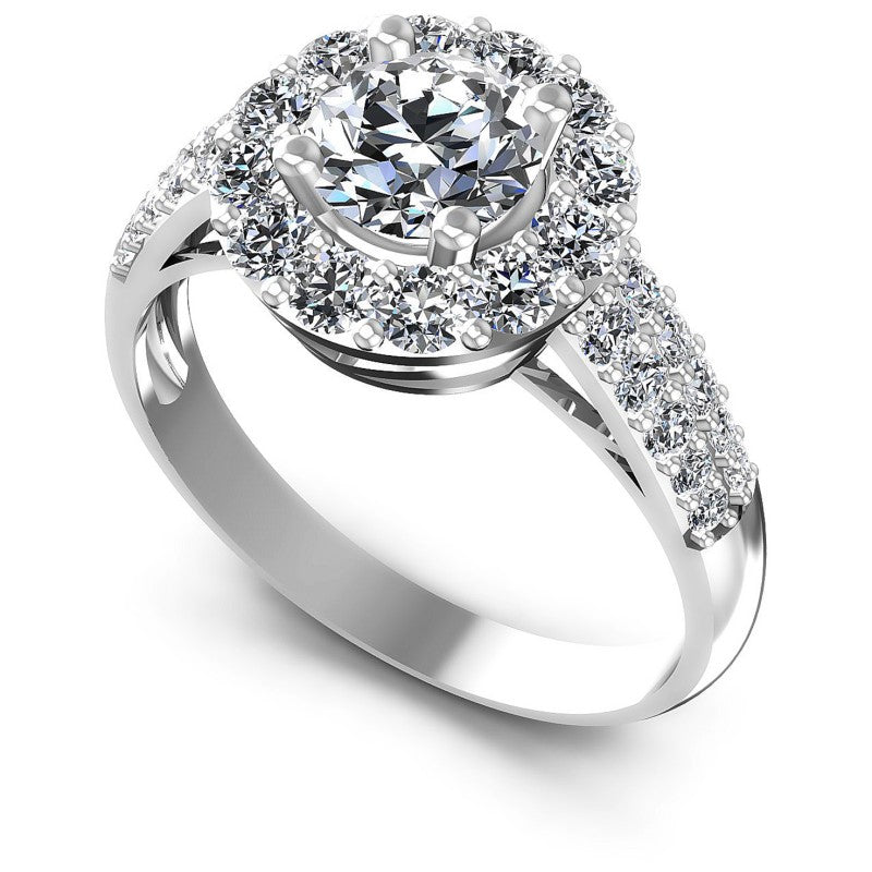 Round Diamonds 1.35CT Halo Ring in 14KT White Gold