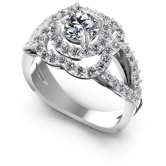 Round Diamonds 1.15CT Halo Ring in 14KT White Gold