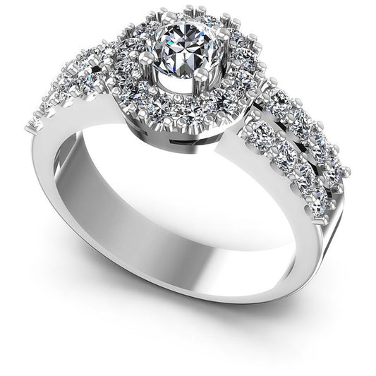 Round Diamonds 1.20CT Halo Ring in 14KT White Gold