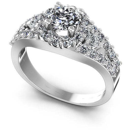 Round Diamonds 1.35CT Halo Ring in 14KT White Gold