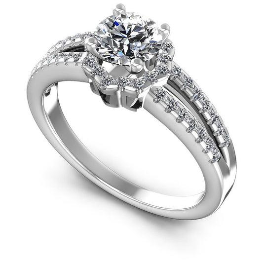 Round Diamonds 0.70CT Halo Ring in 14KT White Gold