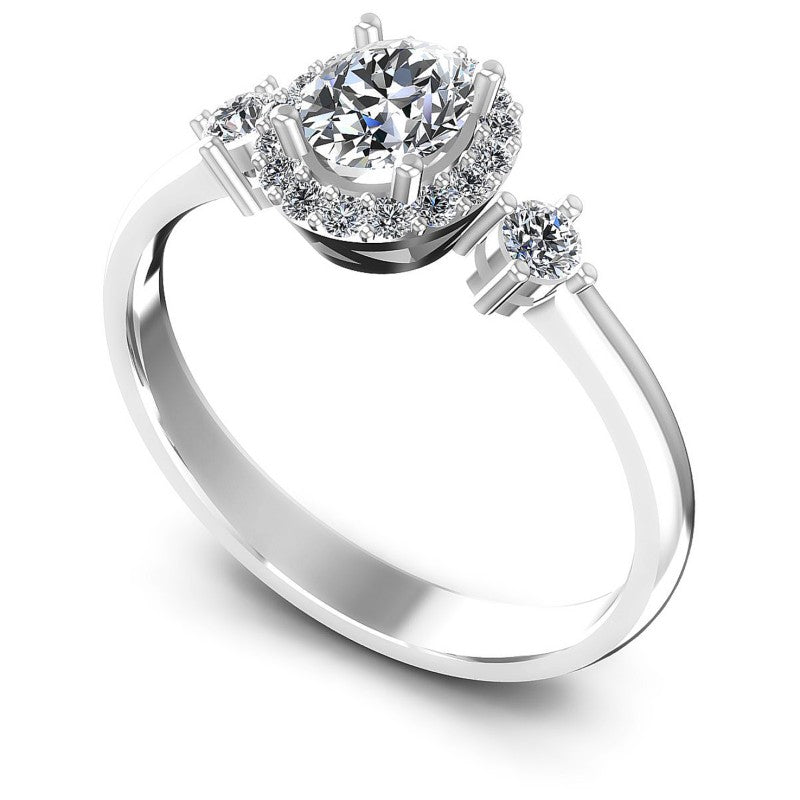 Round and Oval Diamonds 0.60CT Halo Ring in 14KT White Gold