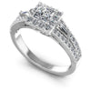 Baguette and Princess and Round Diamonds 1.15CT Halo Ring in 14KT White Gold