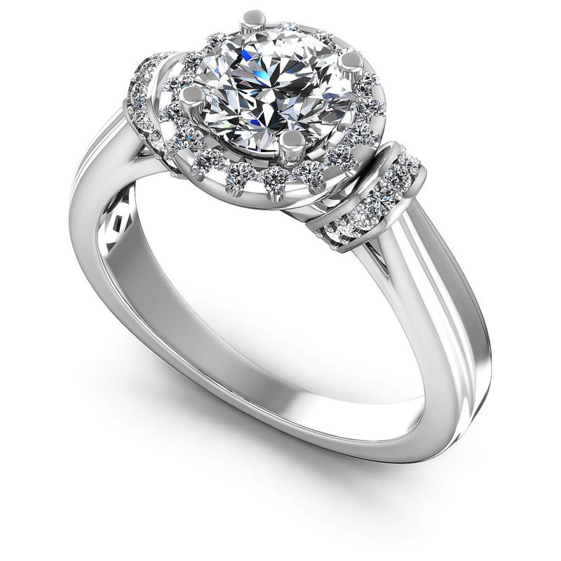 Round Diamonds 0.70CT Halo Ring in 14KT White Gold