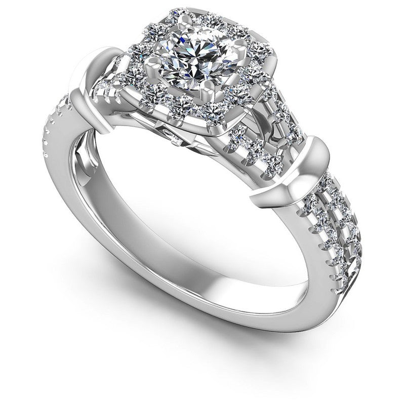 Round Diamonds 1.20CT Halo Ring in 14KT White Gold