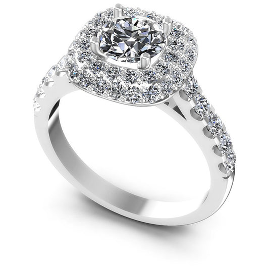 Round Diamonds 1.20CT Halo Ring in 14KT White Gold