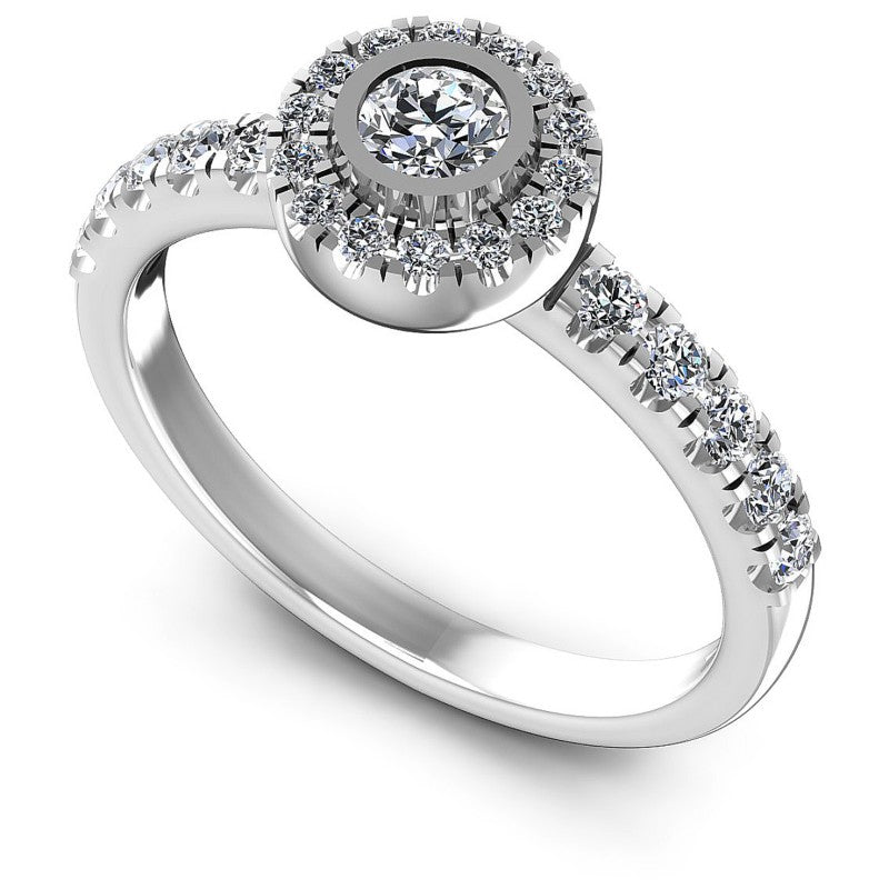 Round Diamonds 0.80CT Halo Ring in 14KT White Gold