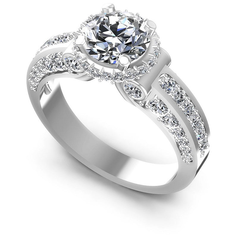 Round Diamonds 1.30CT Halo Ring in 14KT White Gold