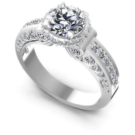 Round Diamonds 1.30CT Halo Ring in 14KT White Gold