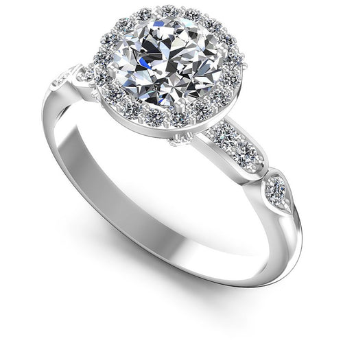 Round Diamonds 0.85CT Halo Ring in 14KT White Gold