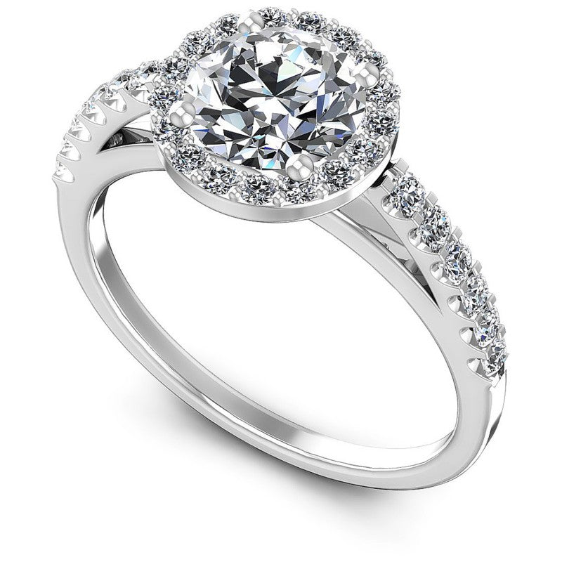 Round Diamonds 0.70CT Halo Ring in 14KT White Gold