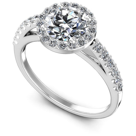 Round Diamonds 0.70CT Halo Ring in 14KT White Gold