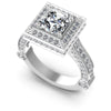 Round and Emerald Diamonds 1.55CT Halo Ring in 14KT White Gold