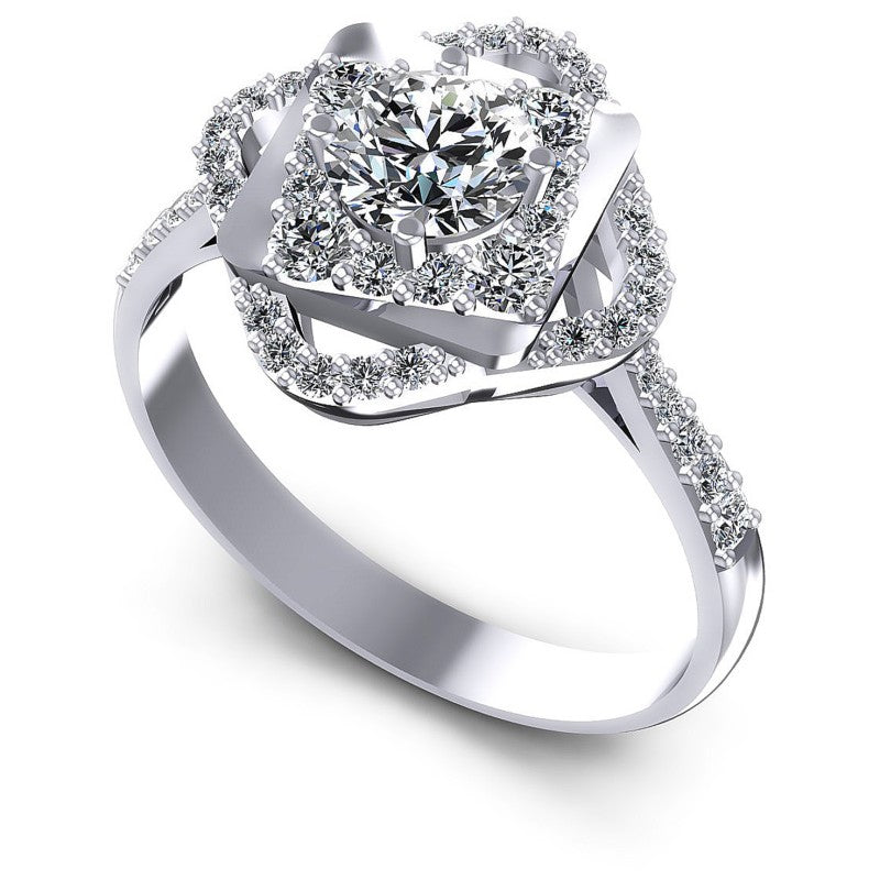 Round Diamonds 1.00CT Halo Ring in 14KT White Gold
